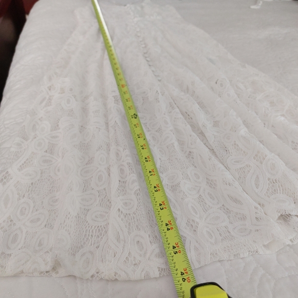 Three Pink Hearts - White Sleeveless Spaghetti-Strap Lace Button-Up Midi Dress - Picture 6 of 10